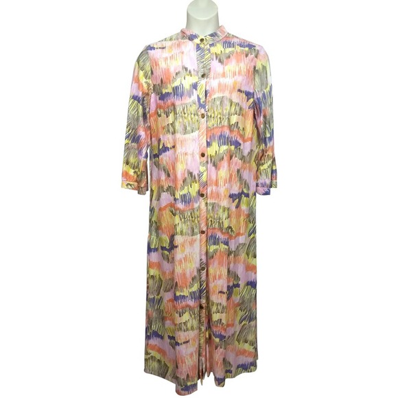 VINTAGE BUTTON DOWN PRINTED MAXI DRESS L